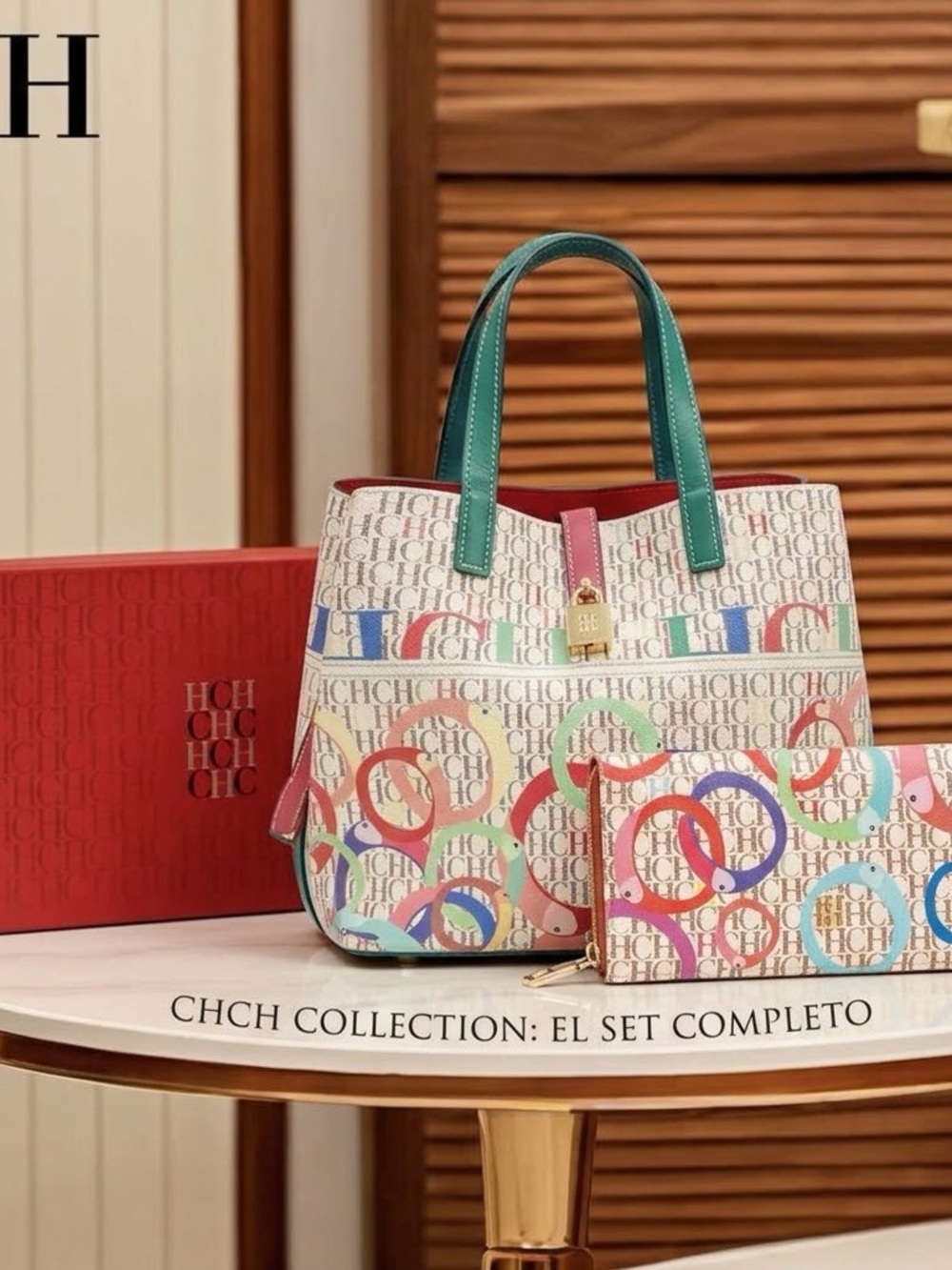 STUNNING 2-PIECE MATCHING SET: MULTICOLOR MONOGRAM TOTE BAG & ZIP-AROUND WALLET